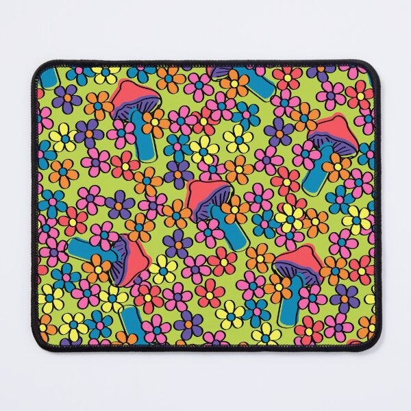 Item preview, Retro Country Mushrooms in Neon Rainbow designed and sold by YesterdayColl.