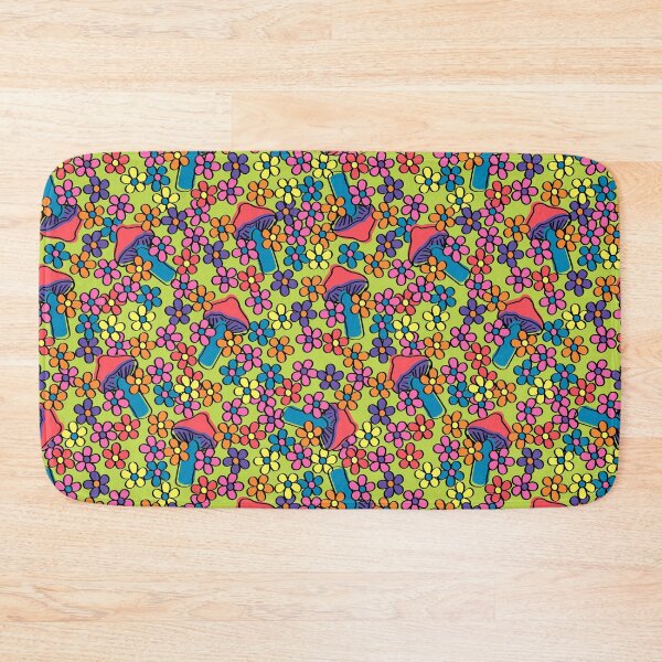 Item preview, Retro Country Mushrooms in Neon Rainbow designed and sold by YesterdayColl.