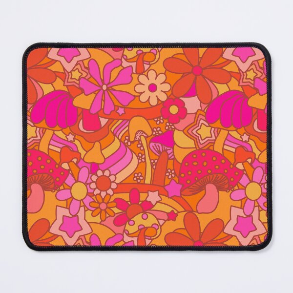 Item preview, 70's Psychedelic Garden in Orange + Pink designed and sold by YesterdayColl.