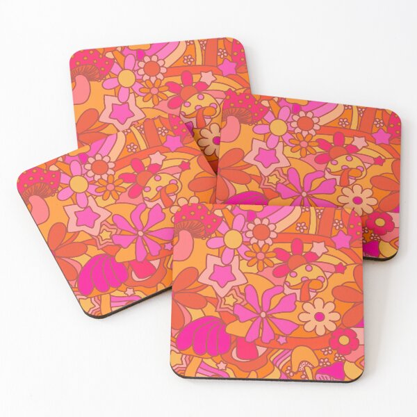 Item preview, 70's Psychedelic Garden in Orange + Pink designed and sold by YesterdayColl.