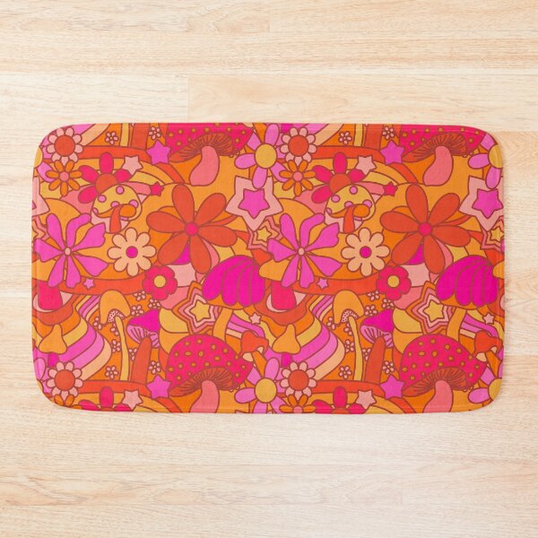 Item preview, 70's Psychedelic Garden in Orange + Pink designed and sold by YesterdayColl.