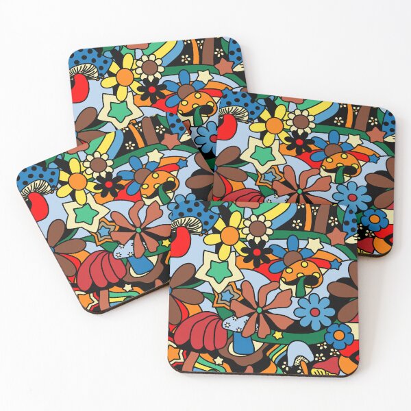 Item preview, 70's Psychedelic Garden in Primary + Black designed and sold by YesterdayColl.