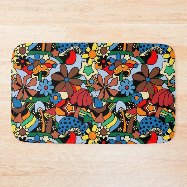 Item preview, 70's Psychedelic Garden in Primary + Black designed and sold by YesterdayColl.