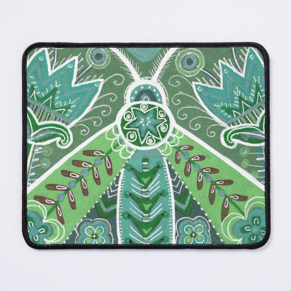 Item preview, Green Moth and Tulips, Boho Folk Art designed and sold by Fani*.