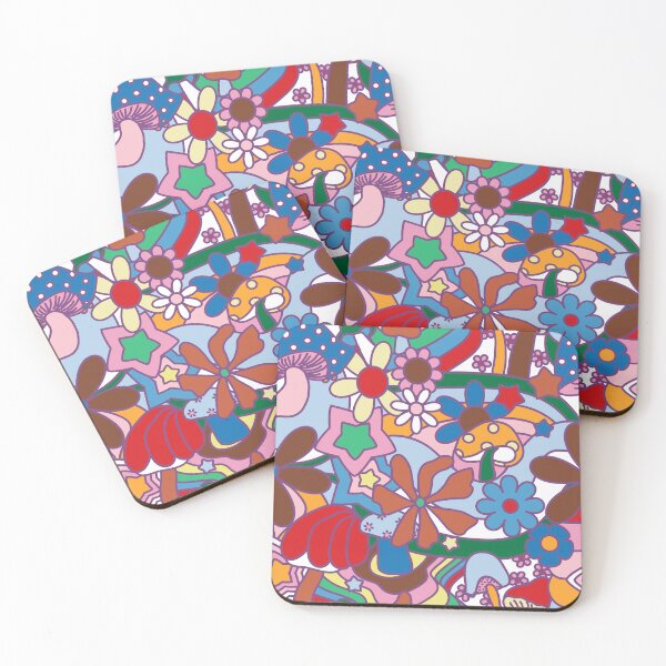 Item preview, 70's Psychedelic Garden in Scandi Primary + White designed and sold by YesterdayColl.
