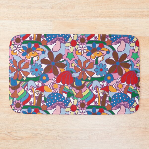 Item preview, 70's Psychedelic Garden in Scandi Primary + White designed and sold by YesterdayColl.