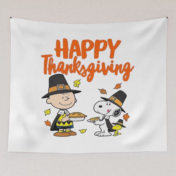 Item preview, Happy Thanksgiving Charlie Brown Snoopy Woodstock Pilgrim Pie designed and sold by YAWO-PAE.