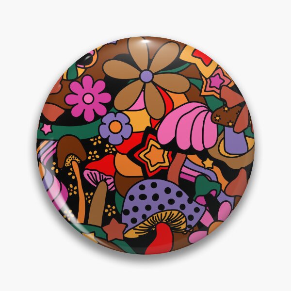 Item preview, 70's Psychedelic Garden in Mod Purple Brown + Black designed and sold by YesterdayColl.