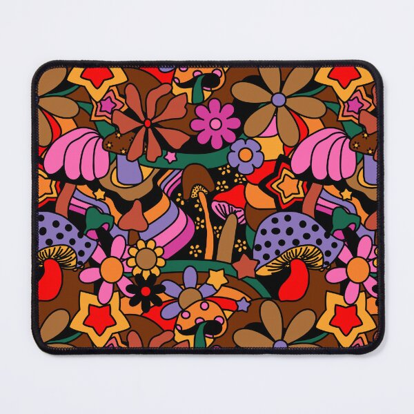 Item preview, 70's Psychedelic Garden in Mod Purple Brown + Black designed and sold by YesterdayColl.