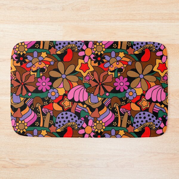 Item preview, 70's Psychedelic Garden in Mod Purple Brown + Black designed and sold by YesterdayColl.
