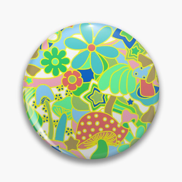 Item preview, 70's Psychedelic Garden in Lime + White designed and sold by YesterdayColl.