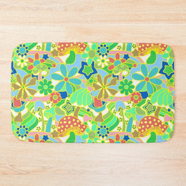 Item preview, 70's Psychedelic Garden in Lime + White designed and sold by YesterdayColl.