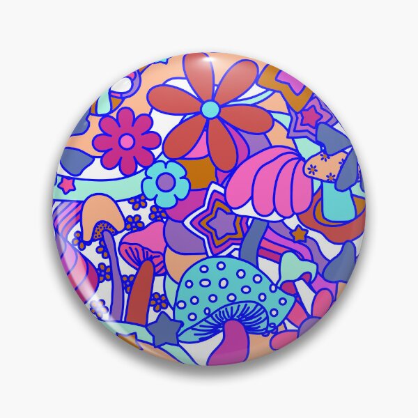 Item preview, 70's Psychedelic Garden in Pink + White designed and sold by YesterdayColl.