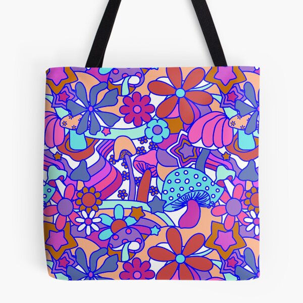 Item preview, 70's Psychedelic Garden in Pink + White designed and sold by YesterdayColl.