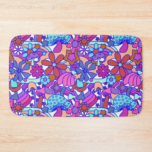 Item preview, 70's Psychedelic Garden in Pink + White designed and sold by YesterdayColl.