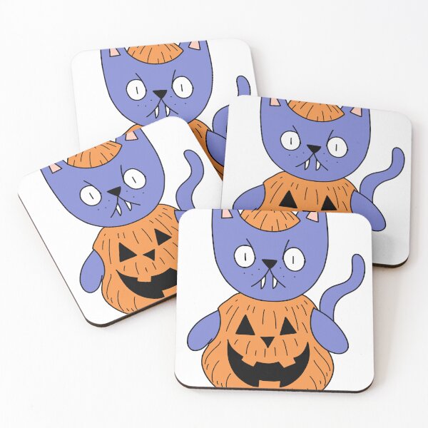 Item preview, pumpkin suit mean cat - purple designed and sold by motherbrainart.