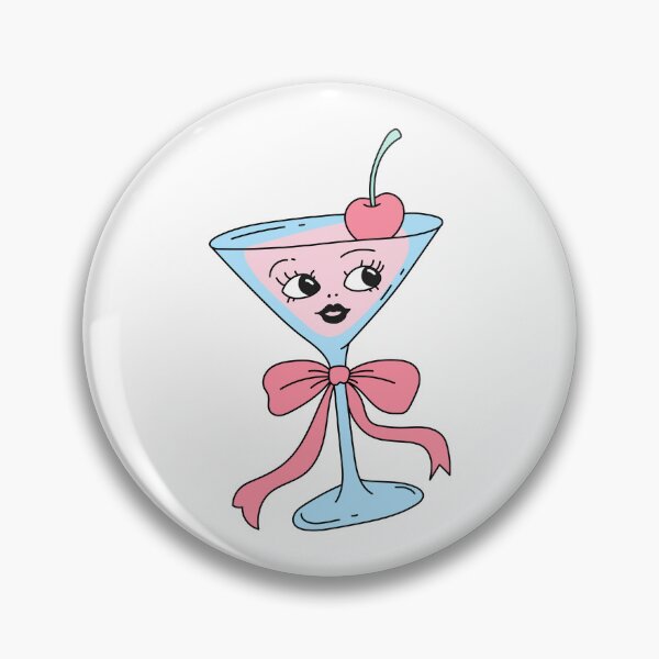 Item preview, Cute pink martini cocktail – kawaii cherry drink with bow designed and sold by Deepness2023.