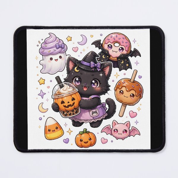 Item preview, Black Cat Halloween Café | Kawaii Boba Witch Cat Spooky Food Design designed and sold by SmartyWonders.