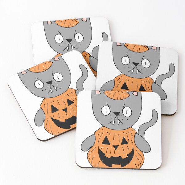 Item preview, pumpkin suit mean cat - gray designed and sold by motherbrainart.
