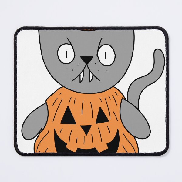 Item preview, pumpkin suit mean cat - gray designed and sold by motherbrainart.