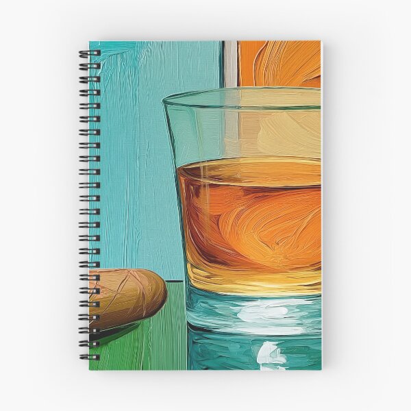 Artikelvorschau, Stillleben mit Whisky und brennender Zigarre, aufsteigendem Rauch vor einem lebendigen abstrakten Hintergrund entworfen und verkauft von OlfactoART Studio.