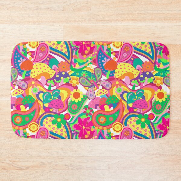 Item preview, Psychedelic Mushroom Daisy Paisley in Neon Rainbow designed and sold by YesterdayColl.