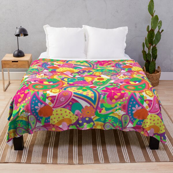 Item preview, Psychedelic Mushroom Daisy Paisley in Neon Rainbow designed and sold by YesterdayColl.