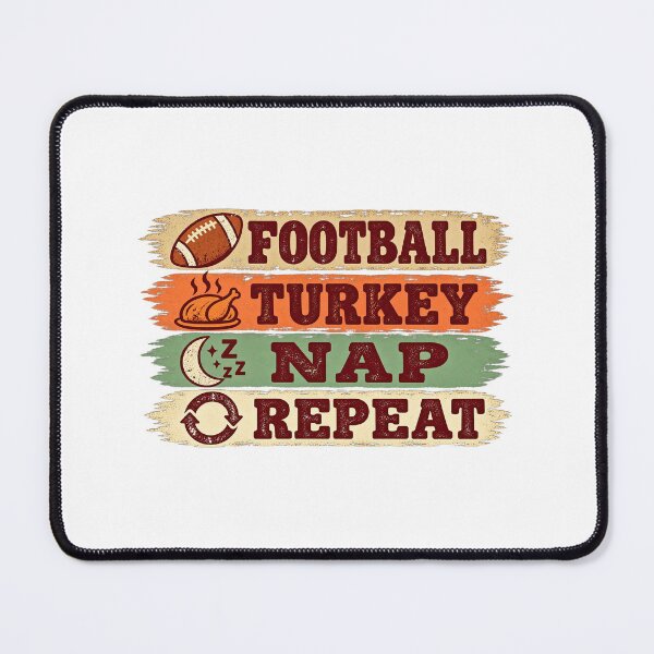Item preview, Football Turkey Nap Repeat Thanksgiving Routine Vintage Retro designed and sold by CozyCubs-Art.