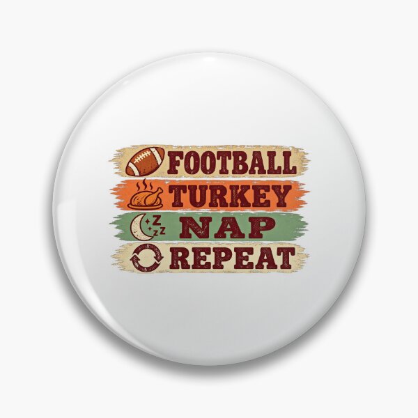 Item preview, Football Turkey Nap Repeat Thanksgiving Routine Vintage Retro designed and sold by CozyCubs-Art.