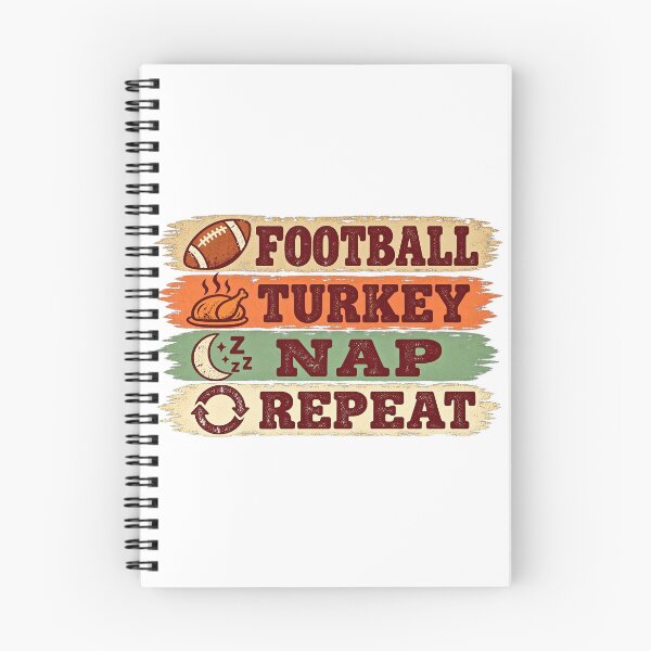 Item preview, Football Turkey Nap Repeat Thanksgiving Routine Vintage Retro designed and sold by CozyCubs-Art.