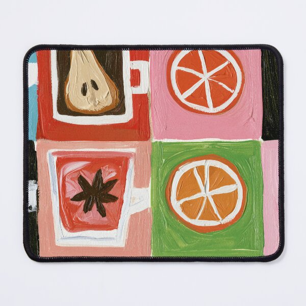 Item preview, Colorful Coffee and Fruit Square Collage with Unique Patterns, Artistic Cups Vibrant Geometric designed and sold by OlfactoART Studio.