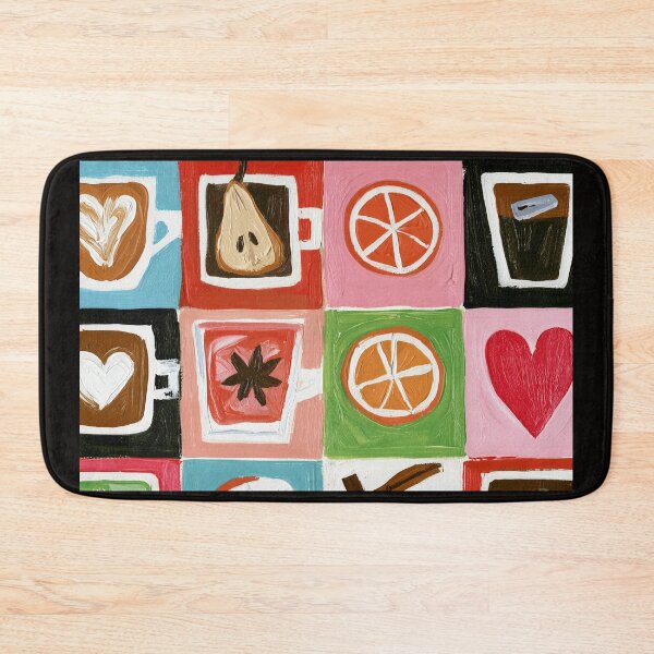 Item preview, Colorful Coffee and Fruit Square Collage with Unique Patterns, Artistic Cups Vibrant Geometric designed and sold by OlfactoART Studio.