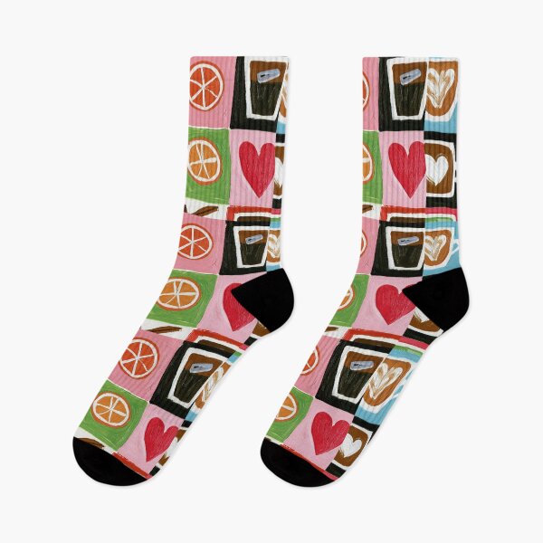 Item preview, Colorful Coffee and Fruit Square Collage with Unique Patterns, Artistic Cups Vibrant Geometric designed and sold by OlfactoART Studio.