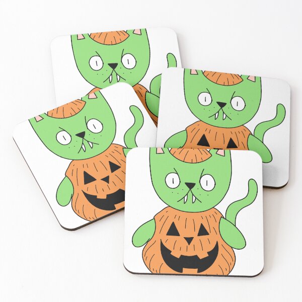 Item preview, pumpkin suit mean cat - green designed and sold by motherbrainart.