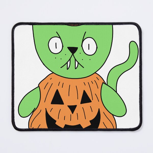Item preview, pumpkin suit mean cat - green designed and sold by motherbrainart.