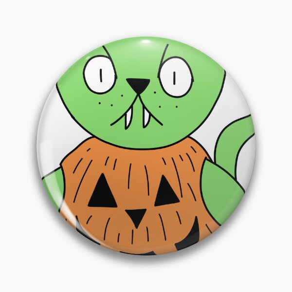 Item preview, pumpkin suit mean cat - green designed and sold by motherbrainart.