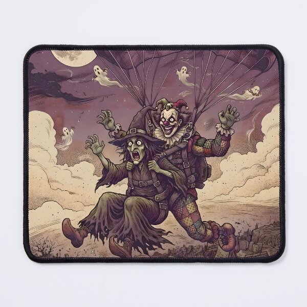 Item preview, High Altitude Halloween Skydiving Terror Witch Clown Parachute Art designed and sold by BrainConstip.