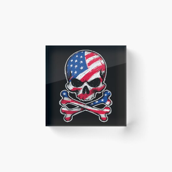 Item preview, American Flag Skull and Crossbones Art designed and sold by Skulls & Calaveras.