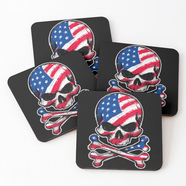 Item preview, American Flag Skull and Crossbones Art designed and sold by Skulls & Calaveras.