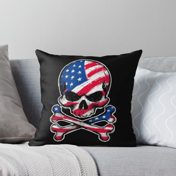 Item preview, American Flag Skull and Crossbones Art designed and sold by Skulls & Calaveras.