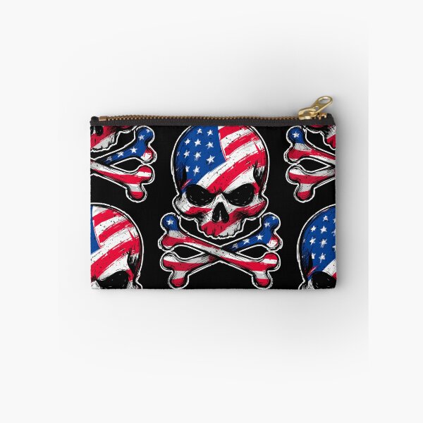 Item preview, American Flag Skull and Crossbones Art designed and sold by Skulls & Calaveras.