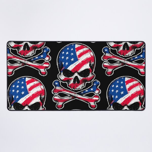 Item preview, American Flag Skull and Crossbones Art designed and sold by Skulls & Calaveras.