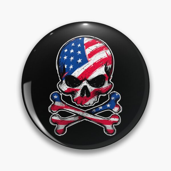 Item preview, American Flag Skull and Crossbones Art designed and sold by Skulls & Calaveras.