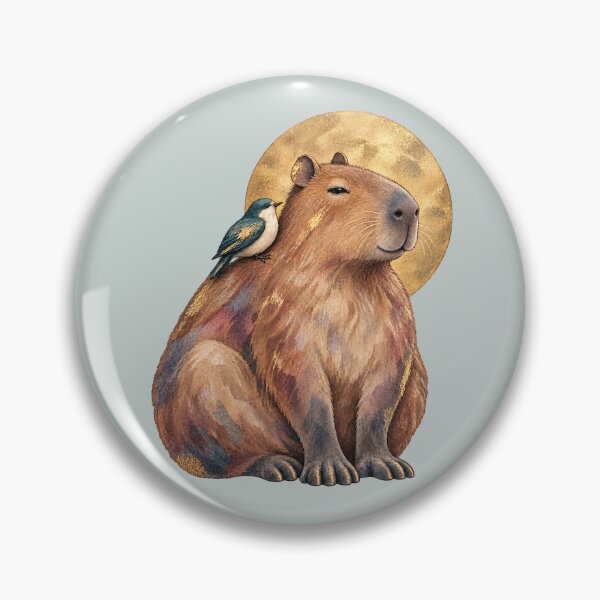 Item preview, Peaceful Capybara and Bird Moon Art designed and sold by  MAD's Recreation Studio.
