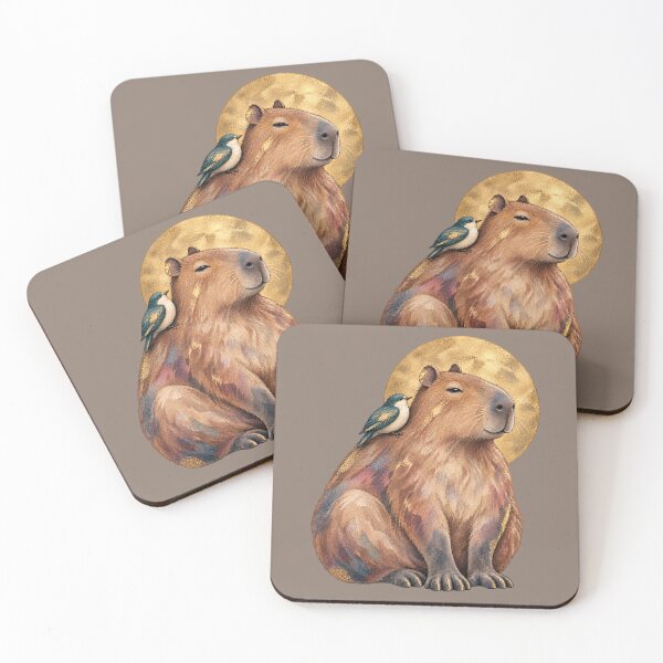 Item preview, Peaceful Capybara and Bird Moon Art designed and sold by  MAD's Recreation Studio.