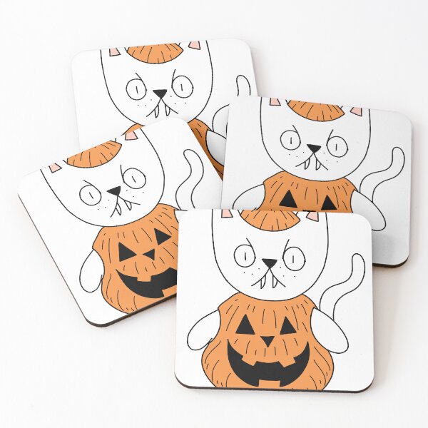 Item preview, pumpkin suit mean cat - white designed and sold by motherbrainart.