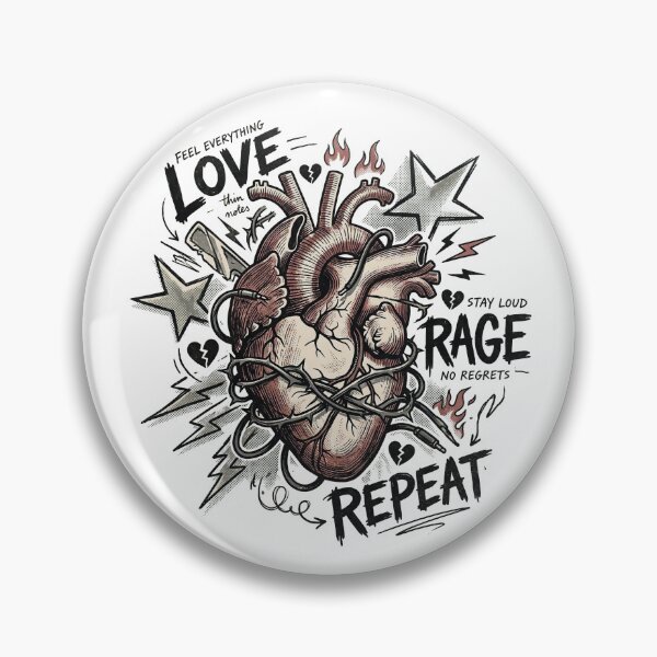 Item preview, Love Rage Repeat – Emo Pop Punk Vintage Heart designed and sold by Etch-art.