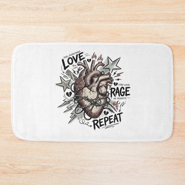 Item preview, Love Rage Repeat – Emo Pop Punk Vintage Heart designed and sold by Etch-art.