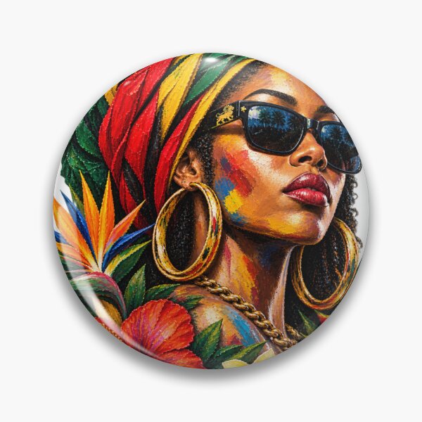 Item preview, African Queen Realistic Painting Woman Turban Flowers designed and sold by BASS-CULTURE.