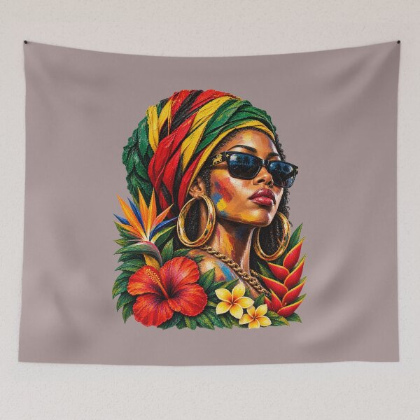 Item preview, African Queen Realistic Painting Woman Turban Flowers designed and sold by BASS-CULTURE.
